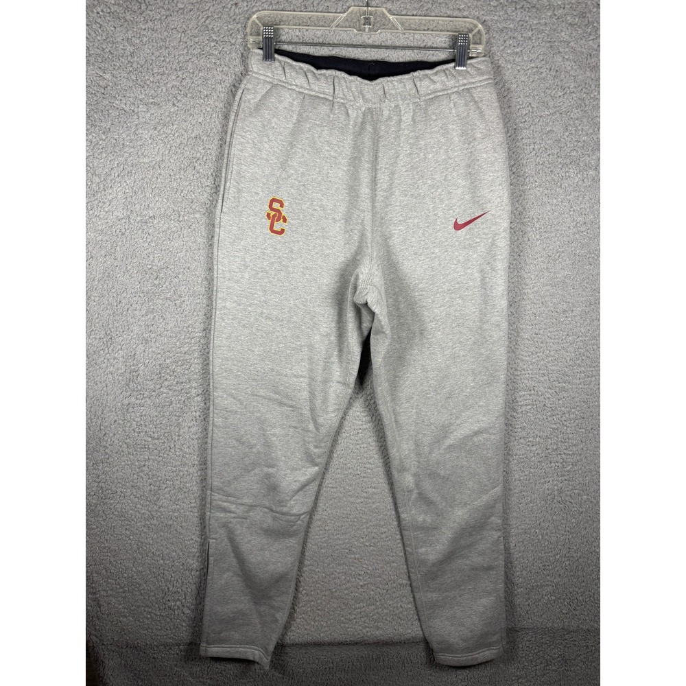 Nike USC Trojans Mens Grey Heather Fleece Tapered Jogger Sweatpants 881907-063 S
